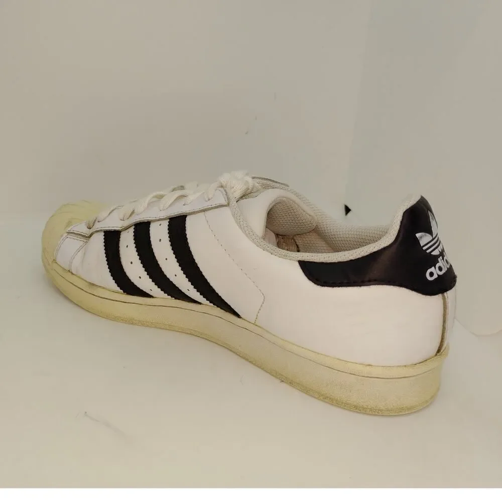 Adidas Super Star Mens Pre-owned White w/Black Striped Sneakers - sz. 11